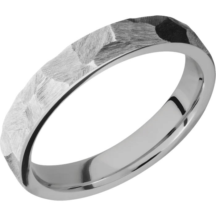 women’s wedding rings with sapphires and rubies-4mm wide Flat Inconel Ring with Rock Finish