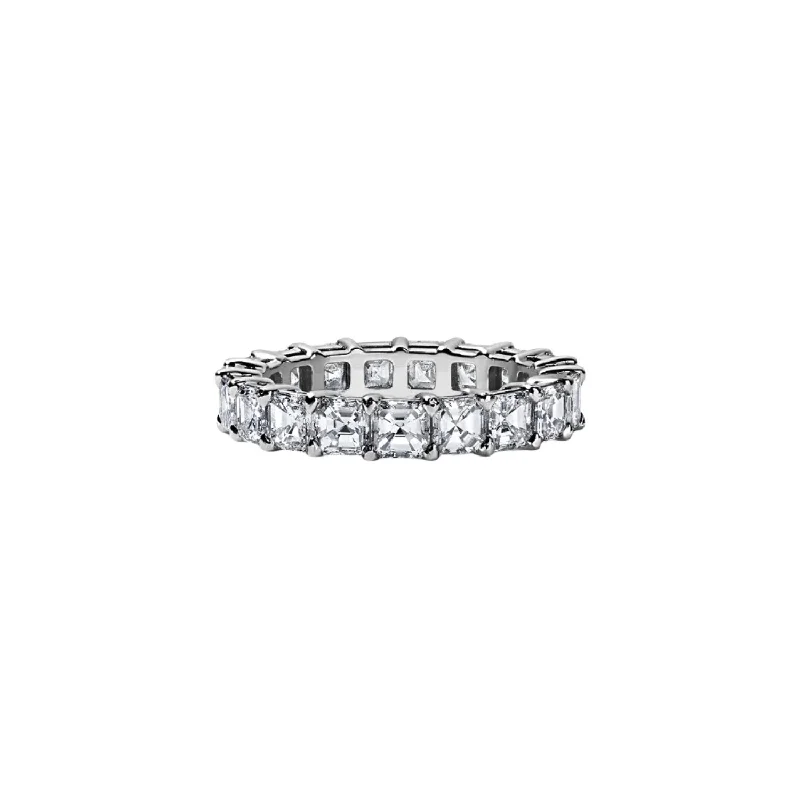 personalized engagement rings with colored gemstones-Asscher Cut Eternity Band 4.12ct