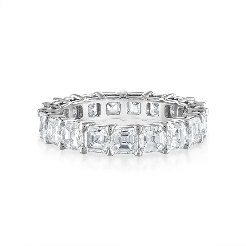 wedding rings with diamonds for women-Asscher Diamond Eternity Band