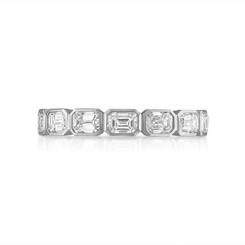 custom gold engagement rings with diamonds for men-Bezel Set East/West Emerald Cut Eternity Band