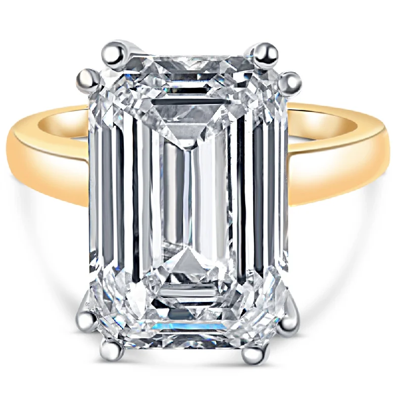 platinum promise rings for men-Certified 11.78CT Emerald Cut Diamond Engagement Ring 14k Gold Lab Grown