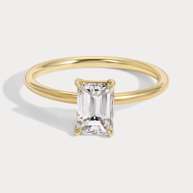 women’s gold rings with colored diamonds-Chloe - 1.02ct Emerald Cut Earth Mined Diamond Ring