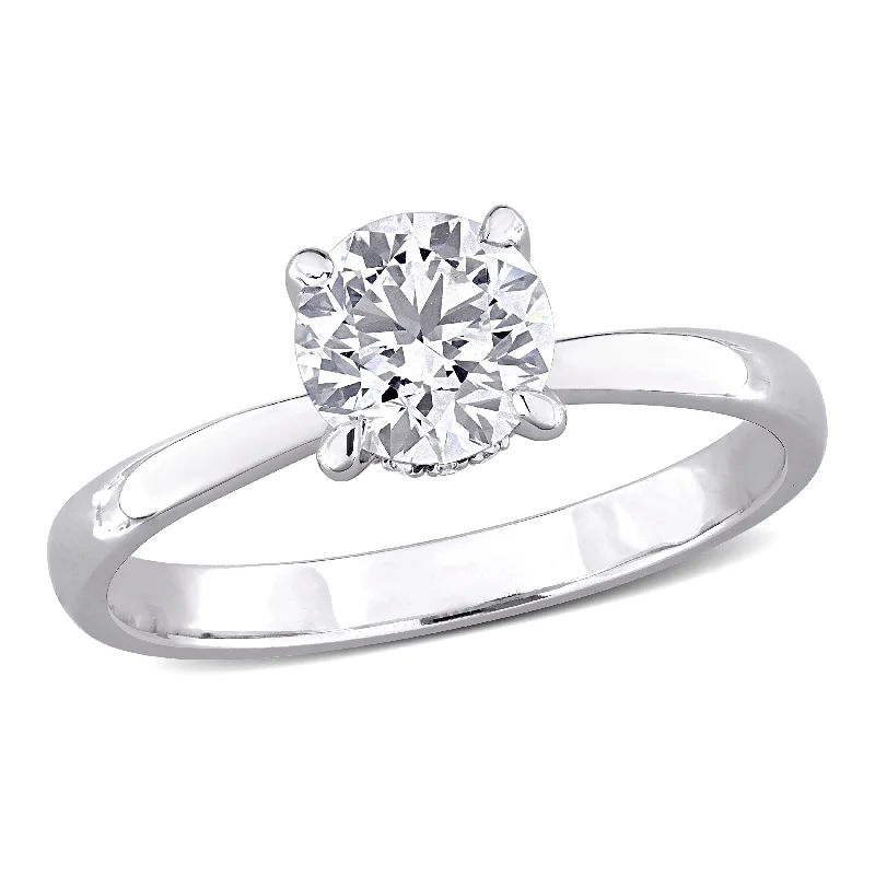 silver engagement rings for couples-Created Forever 1ct TW Lab-Grown Diamond Solitaire Engagement Ring in 14k White Gold