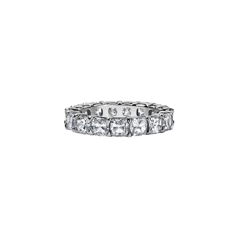 luxury custom engagement rings with multi-stones-Cushion Cut Eternity Band 5.24ct