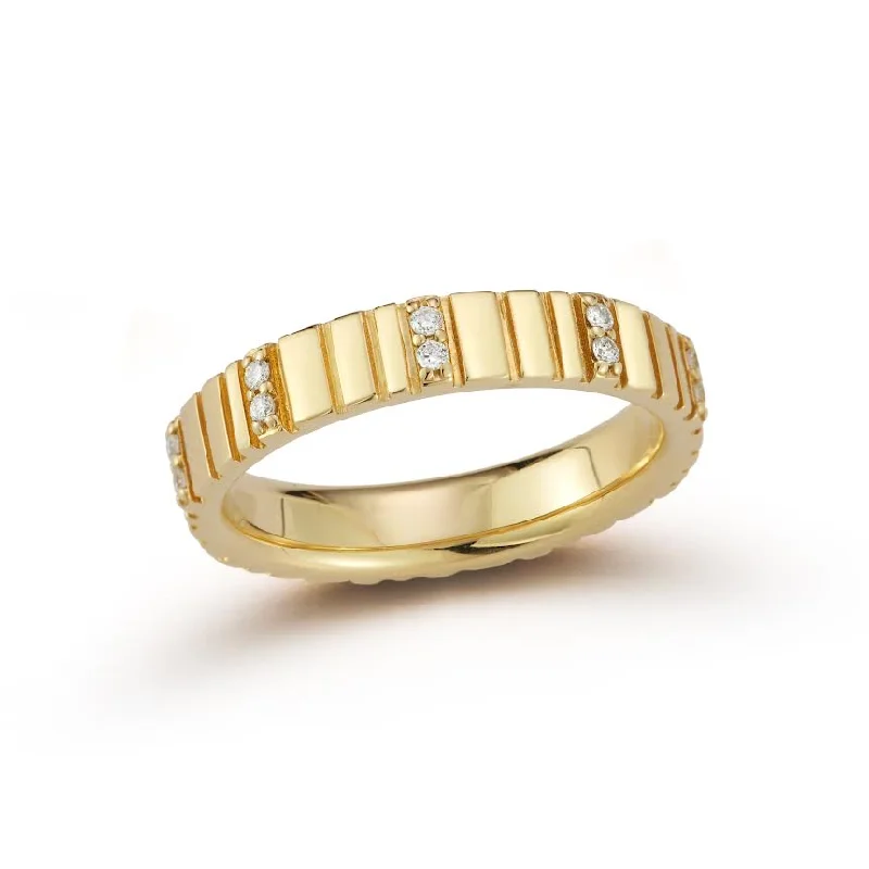 men’s rings with engraved names-Diamond and Gold Bar Ring