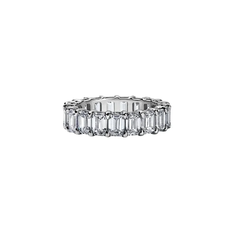 custom gold rings for women with diamonds-Emerald Cut Eternity Band 5.22ct