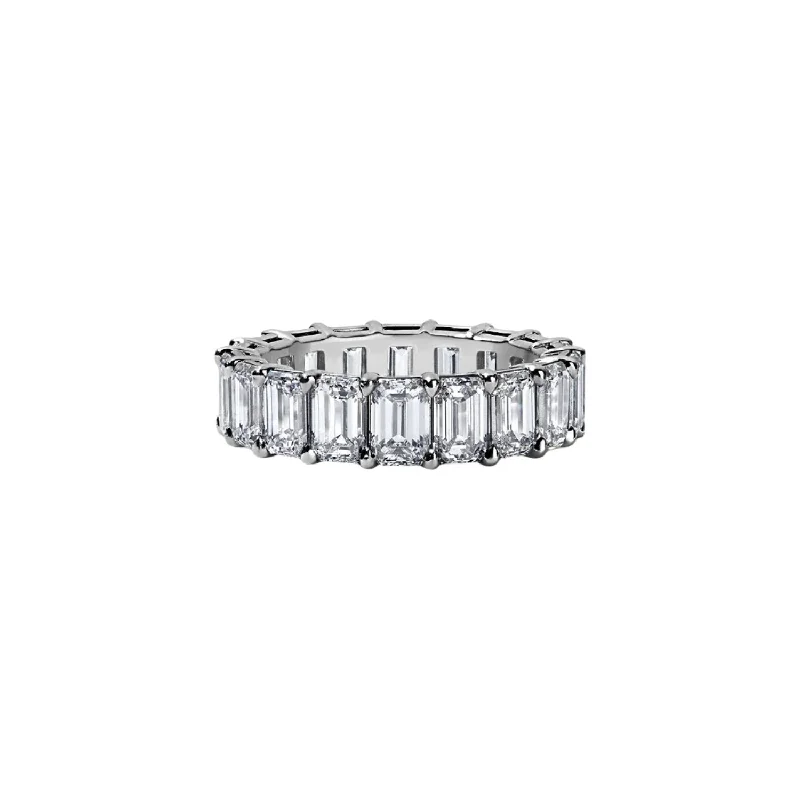 men’s wedding rings with engraved initials for couples-Emerald Cut Eternity Band 5.85ct