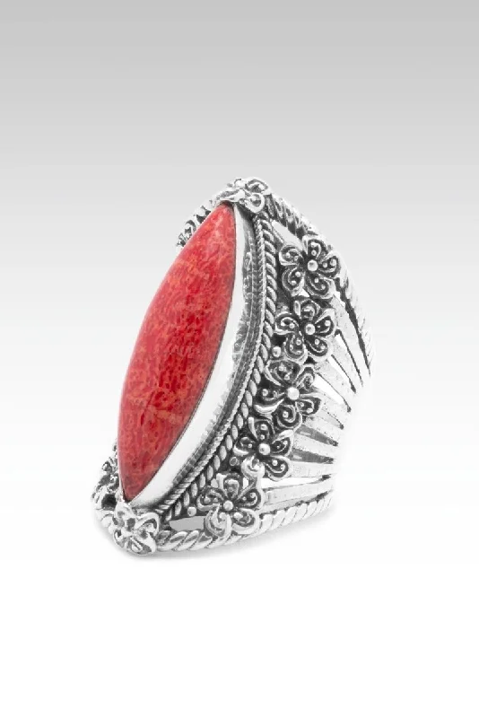 women’s rings with diamonds and rubies for engagement-Flourishing Faith Ring™ in Red Sponge Coral