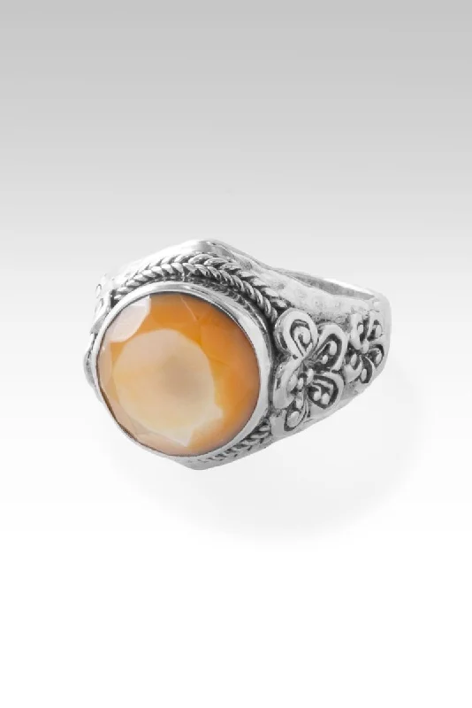 silver rings for women with diamonds and sapphires-Flowers of Joy Ring™ in Yellow Mother of Pearl