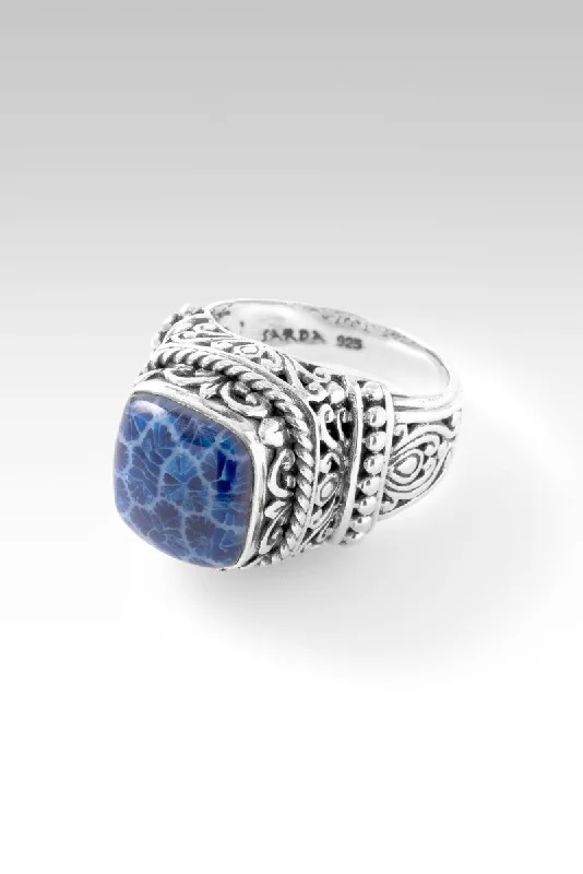 men’s wedding rings with cubic zirconia-Glorious Day Ring™ in Navy Blue Indonesian Coral