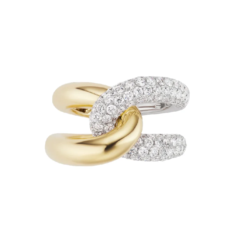 gold wedding rings with custom designs-Gold and Diamond Intertwin Ring