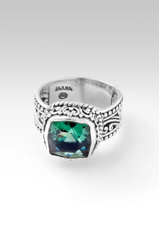 women’s custom wedding rings with rubies-Graceful Presence Ring™ in Green Lab Created Quartz