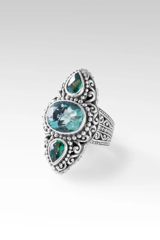 women’s gold rings with colored diamonds-Graceful Presence Ring™ in Teal Fluorite