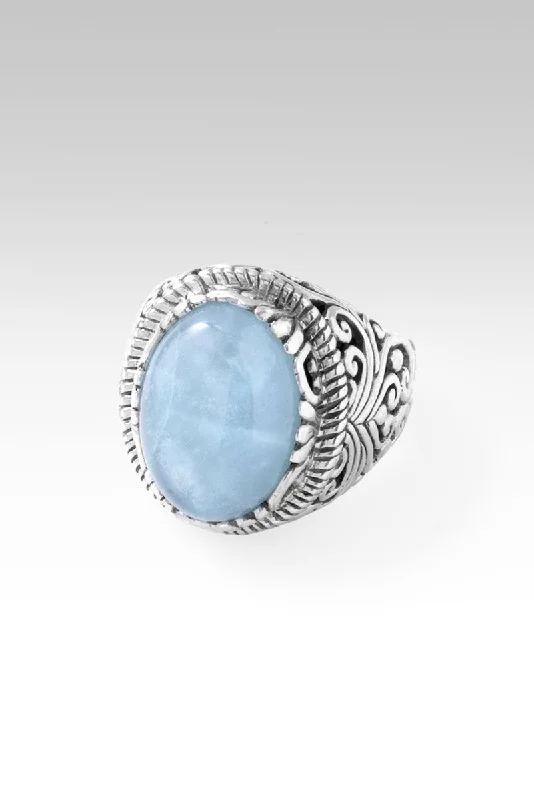 silver rings with rubies for women-Great is Faithfulness Ring™ in Aquamarine