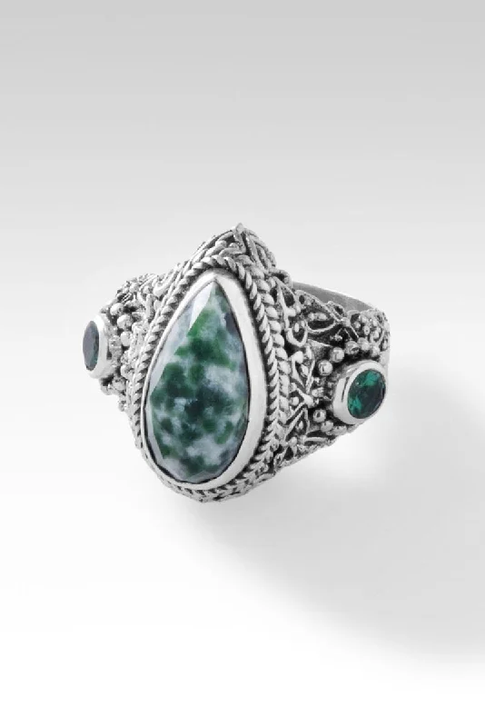 custom engagement rings with emeralds for men-In Everything Give Thanks Ring™ in Kingfisher Quartz