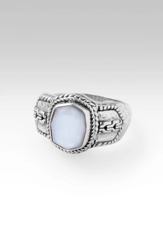 gold engagement rings with emerald stones-Iron Resolve Ring™ in White Moonstone