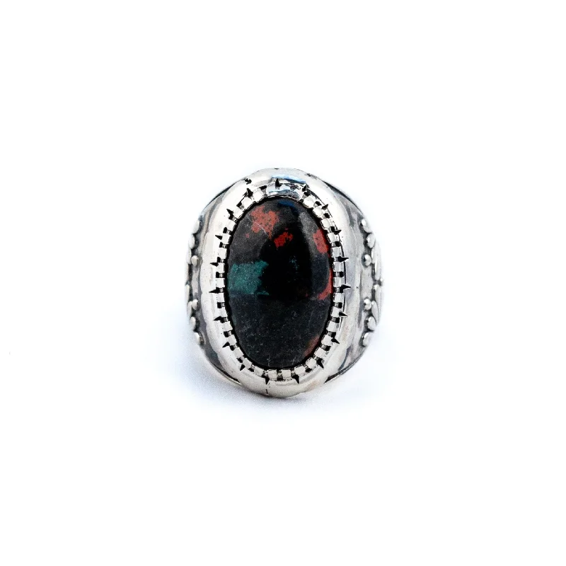 personalized wedding rings with gemstones and diamonds-"Kiku" Ring x Sonoran Sunrise