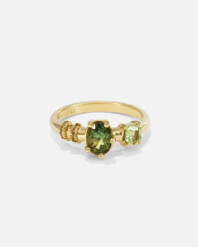 women’s rings with colored diamonds-Monoceros Nebula Green Asscher Sapphire Ring