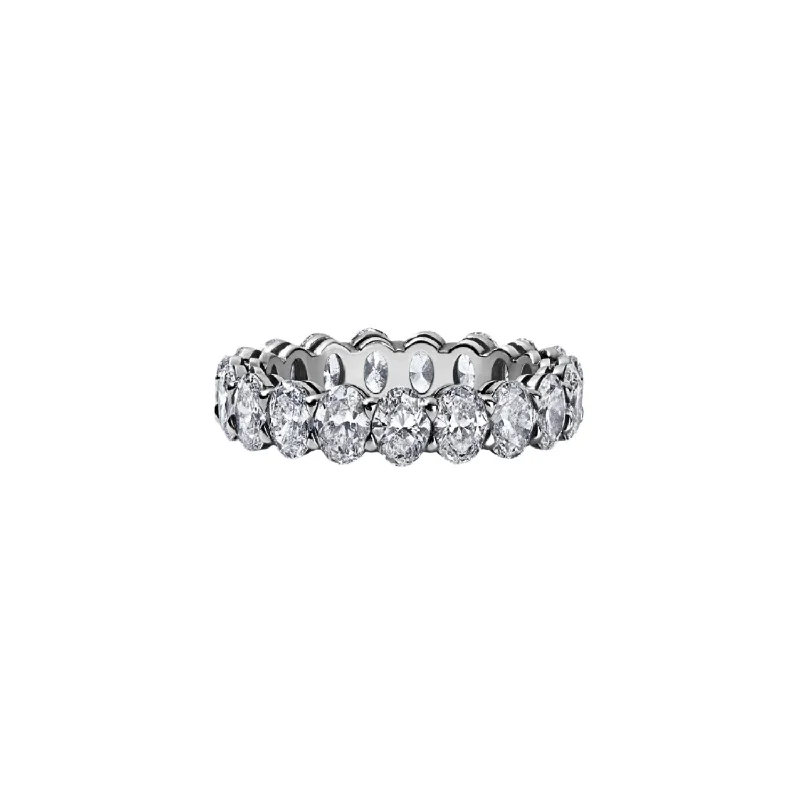 wedding bands for women with emerald diamonds-Oval Cut Eternity Band 3.90ct