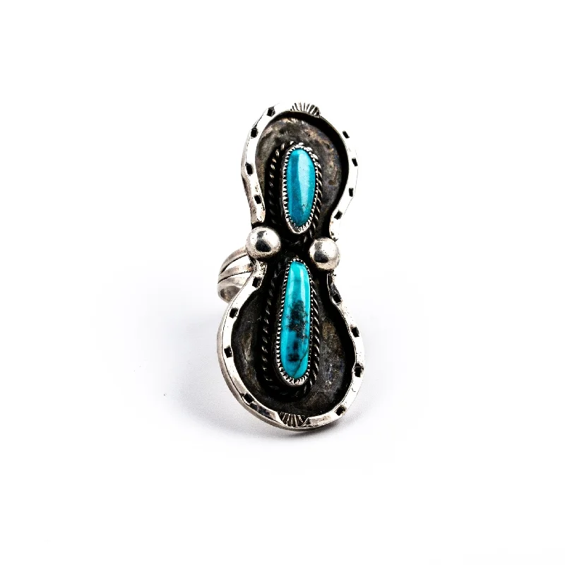 men’s wedding rings with custom gemstone settings-Horseshoe Morenci Turquoise Ring