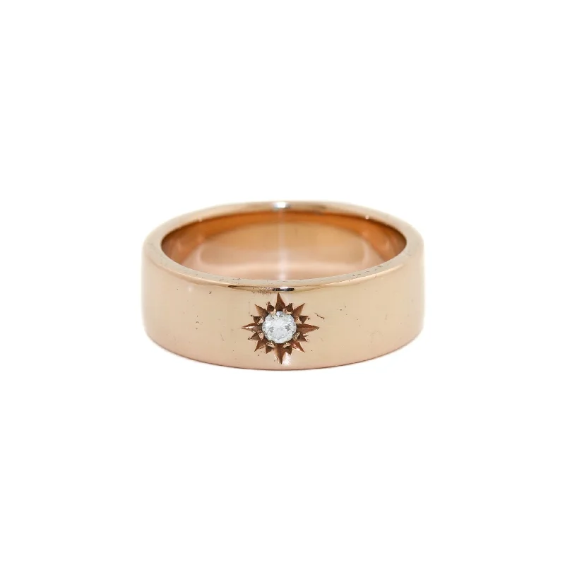 men’s titanium rings with diamonds-Rose Gold Victorian-Style Solitaire Diamond Band