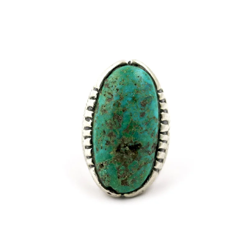 engagement rings for women with emerald gemstones-Rugged Long Turquoise Ring