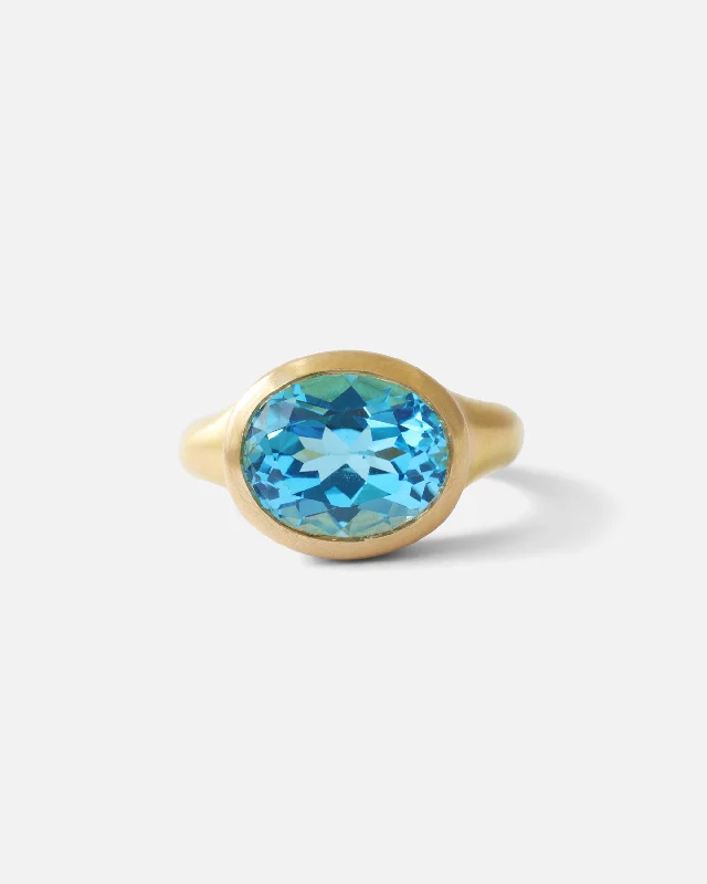 custom promise rings with gemstones-Swiss Blue Topaz Ring