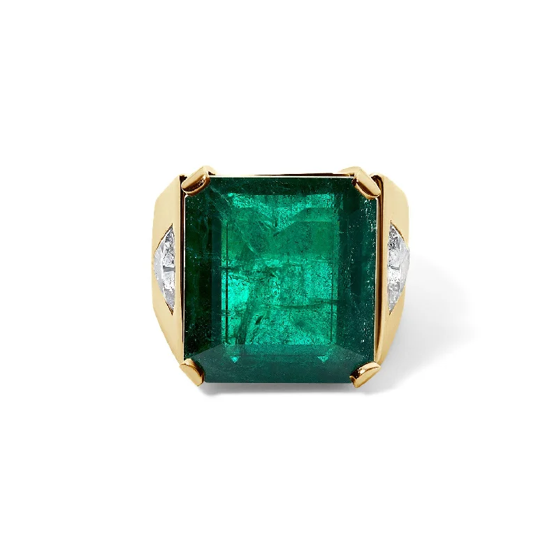 wedding bands for men with cubic zirconia-Vintage Emerald Cut Emerald Ring