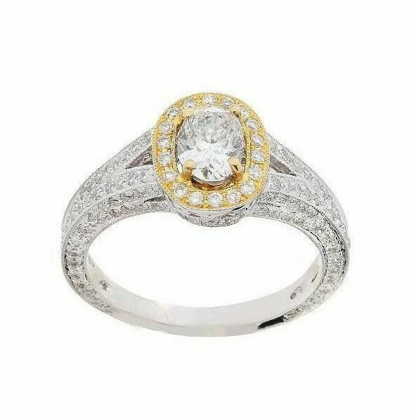 women’s rings with custom engravings-Vintage Style Milgrain 1.75ct Oval Cut Diamond w/ Accents Engagement Ring Size 6