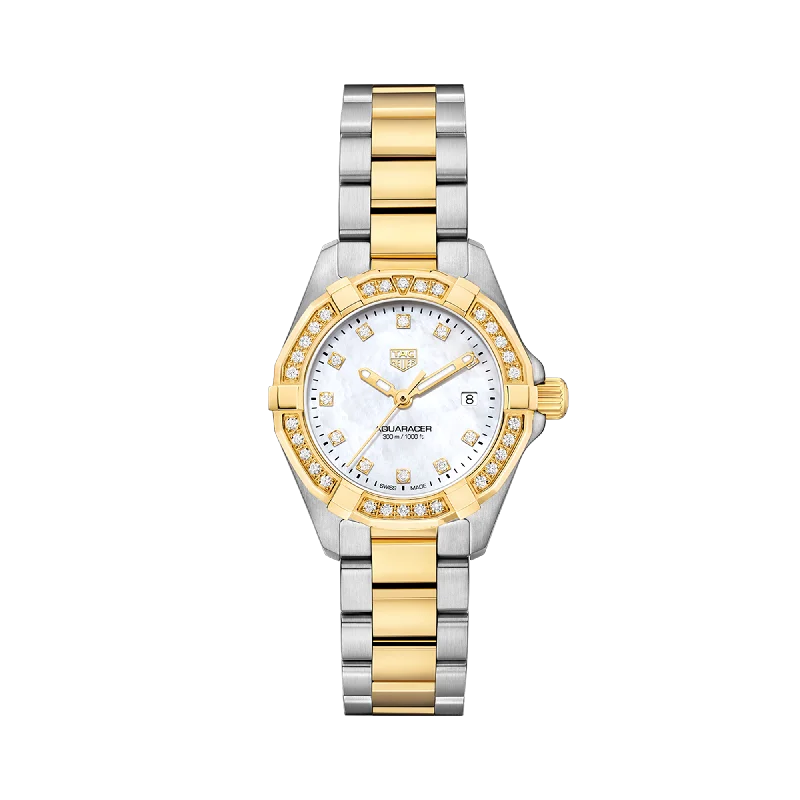 luxury watches for women with metal and leather combinations -TAG HEUER AQUARACER QUARTZ 27MM WBD1423.BB0321