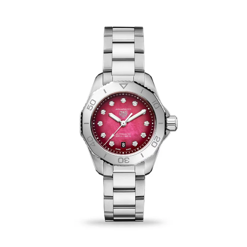 watches for women with sleek metal bands and small dials -TAG HEUER AQUARACER PROFESSIONAL 200 DATE 30MM WBP2414.BA0622