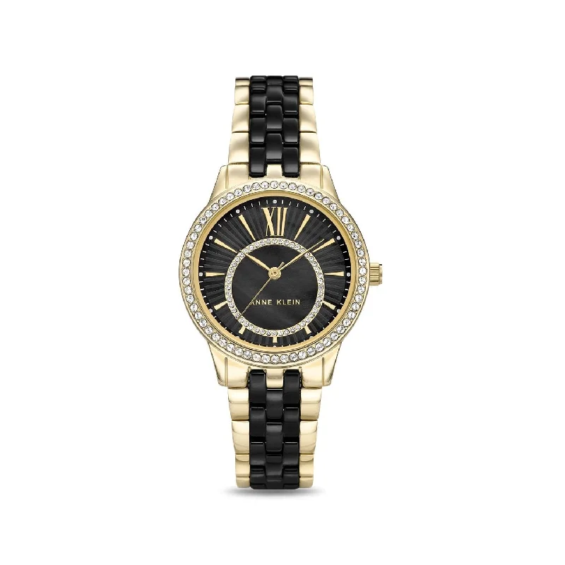 men's watches with unique skeleton dial design -Anne Klein AK3672BKGB Analog Watch For Women