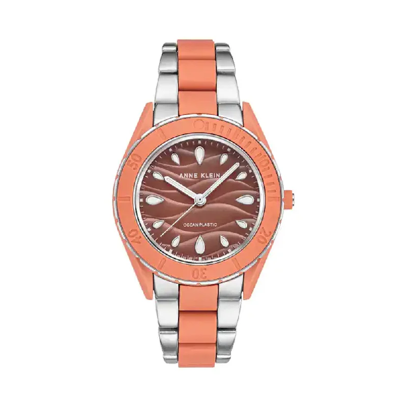 waterproof watches with deep-water resistance for divers -Anne Klein AK3911COSV Ocean Plastic Analog Watch For Women