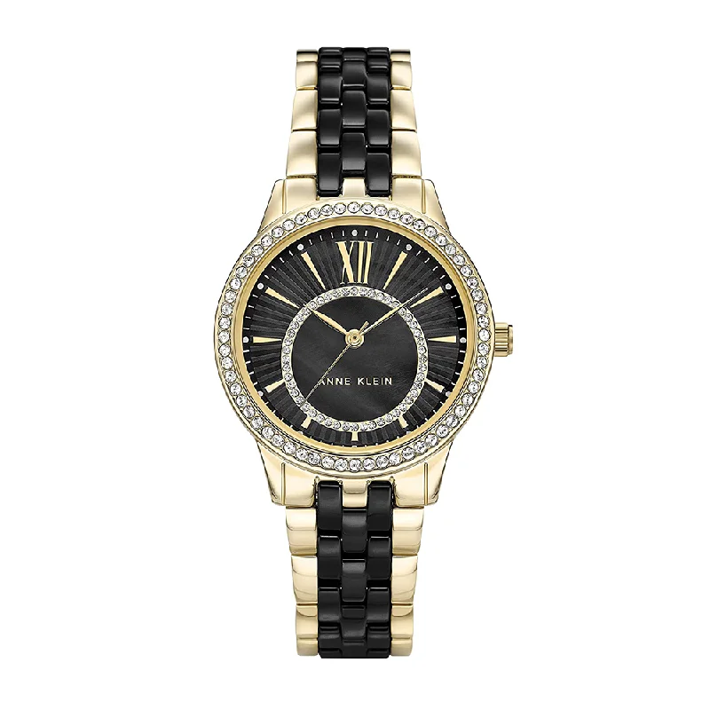 watches for women with colorful silicone and leather bands -Anne Klein Ceramic Analog Black Dial Women's Watch - AK3672BKGB