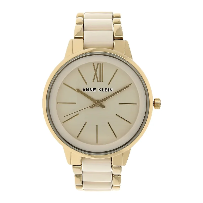 solar-powered women’s watches with modern look -Anne Klein NCAK1412IVGB Analog Watch For Women