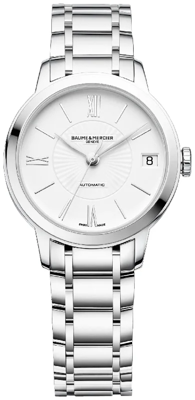 women’s watches with high-quality metal case and leather strap -Baume & Mercier Classima Automatic Stainless Steel White Dial Date Womens Watch M0A10267