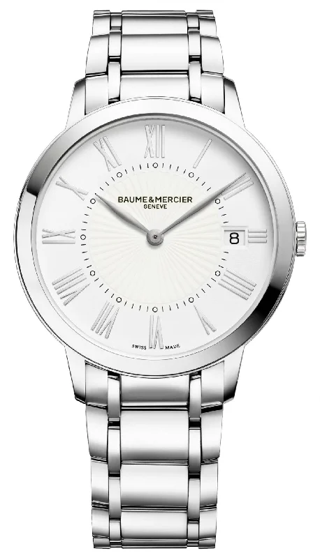 smartwatches for athletes with advanced fitness tracking -Baume & Mercier Classima Stainless Steel White Dial Date Quartz Womens Watch M0A10261