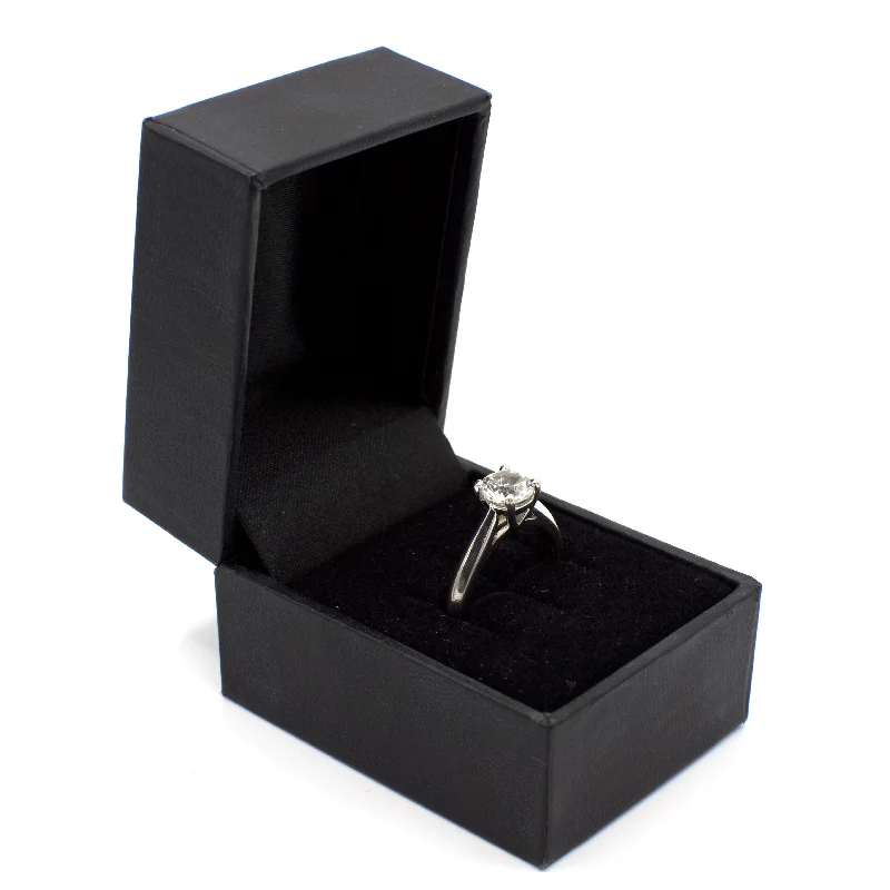 platinum engagement rings with diamonds for men-Black Jewelry Box