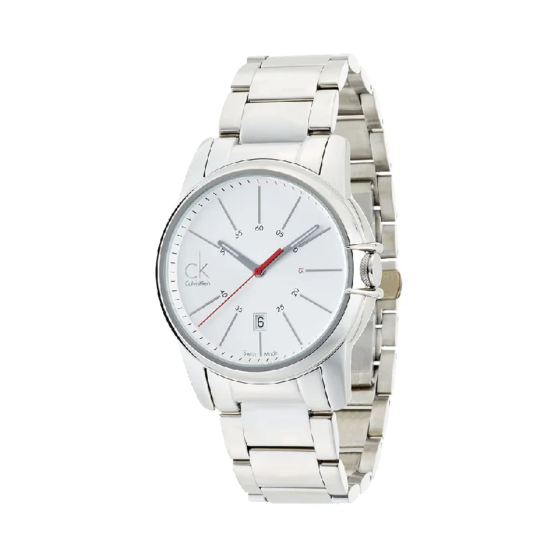 watches for women with simple design and large face -Calvin Klein Select Quartz Silver Dial Men's Watch K0A21126