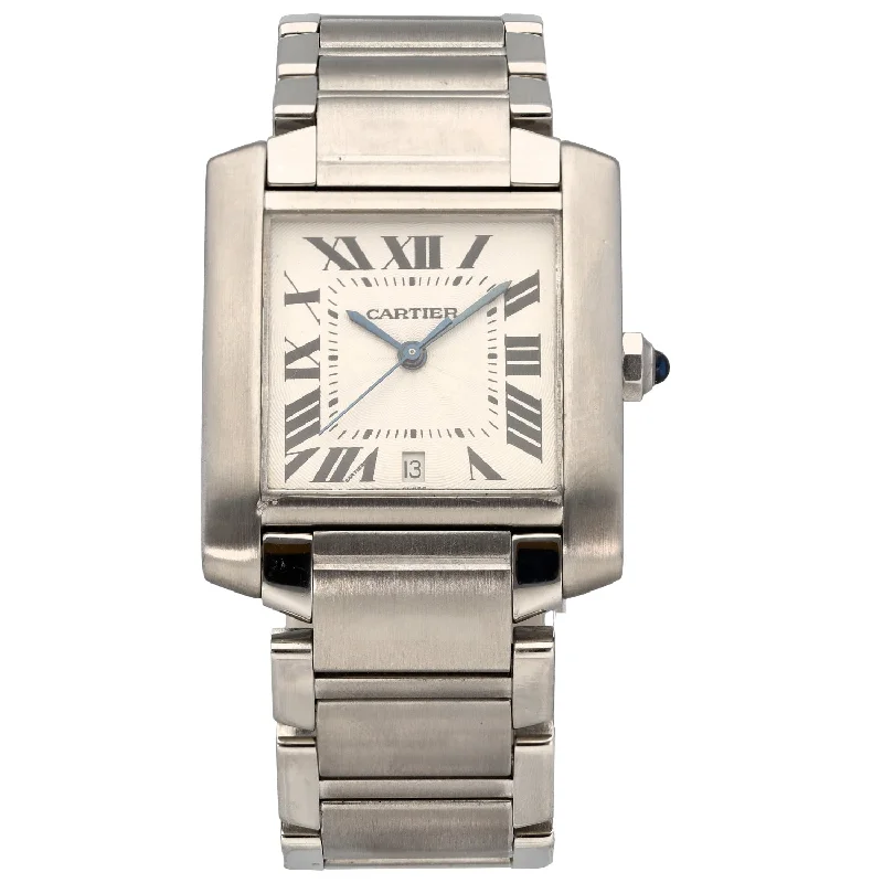 fashion watches for men with oversized faces -Cartier Tank Francaise 2302 28mm Stainless Steel Watch