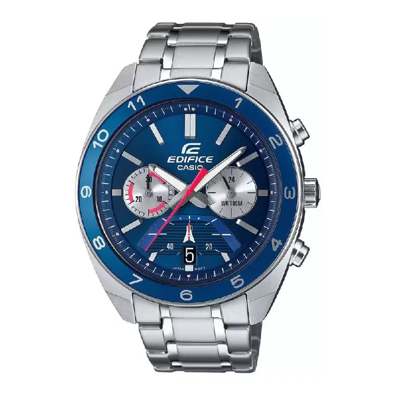 eco-friendly digital watches with solar charging -Casio Analog Blue Dial Men's Watch ED485