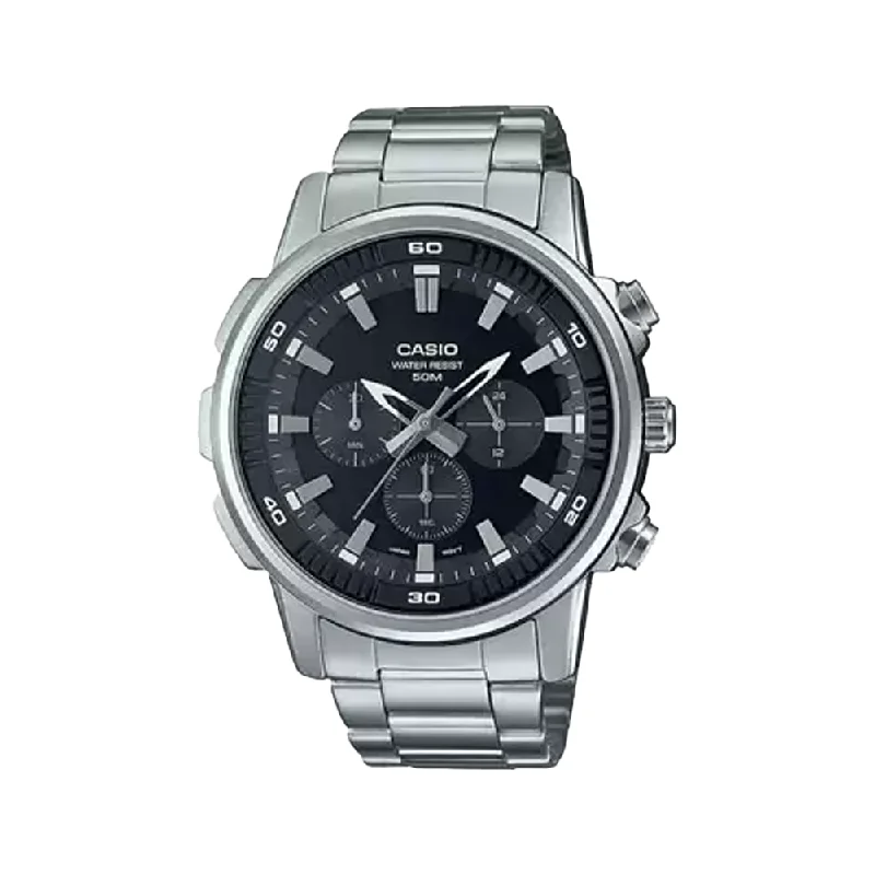 best watches for women with diamond markers -Casio ENTICER A1963 Silver Analog Men's Watch