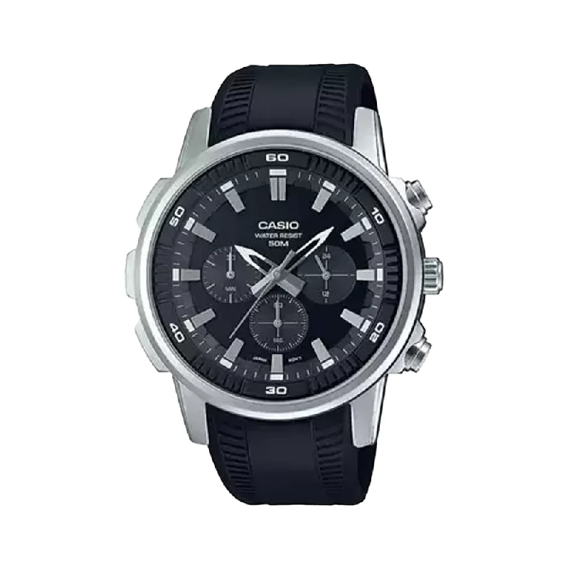 fashion watches with geometric designs for women -Casio ENTICER A1964 Black Analog Men's Watch