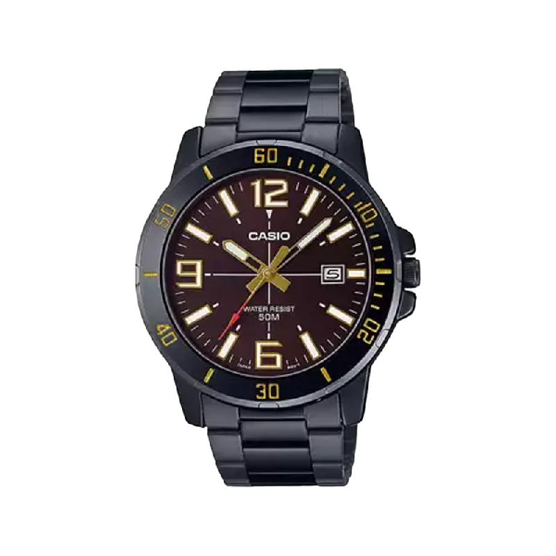 eco-friendly watches for men with natural materials -Casio ENTICER A1980 Black Analog Men's Watch