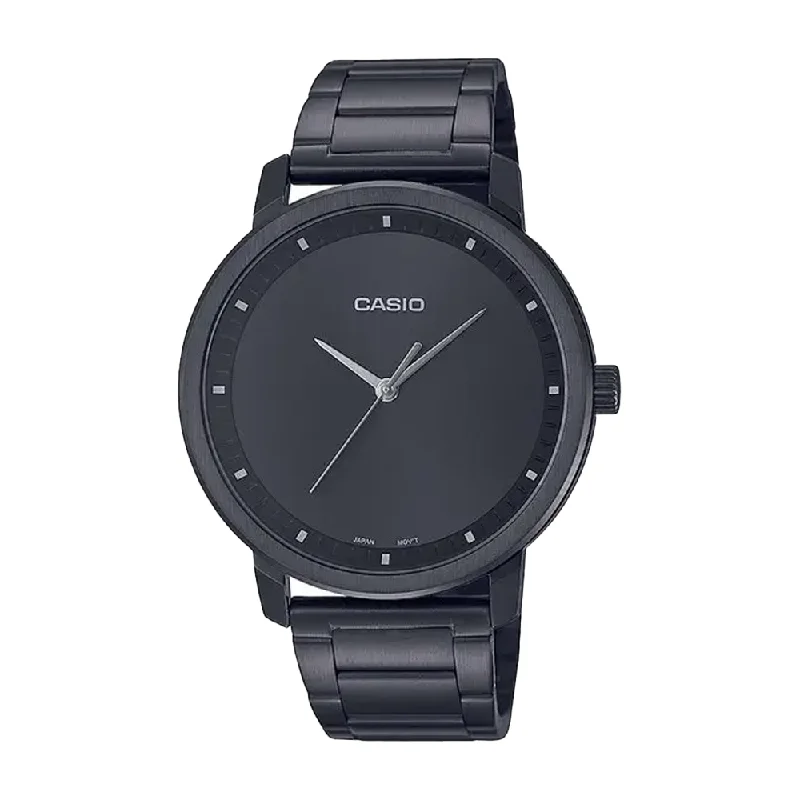 rugged men's watches for outdoor activities -Casio Mens Black Dial Stainless Steel Analogue Watch - A1932