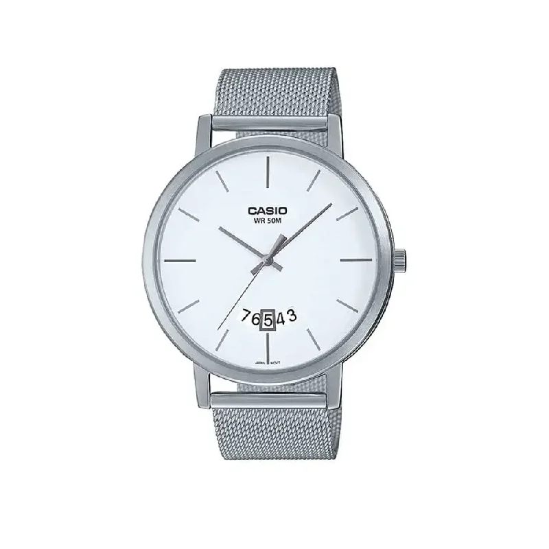 waterproof watches for divers with advanced functionality -Casio Mens Enticer White Dial Metal Analogue Watch - A1873