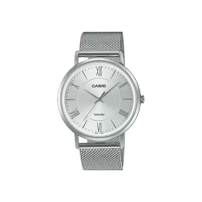 women's watches with classic design and slim bands -Casio Mens Enticer White Dial Metal Analogue Watch - A1919