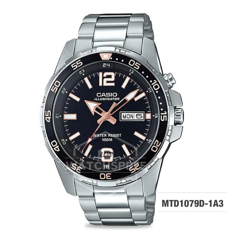 men’s watches with chronograph features and large face -Casio Men's Diver Look Standard Analog Silver Stainless Steel Band Watch MTD1079D-1A3 MTD-1079D-1A3