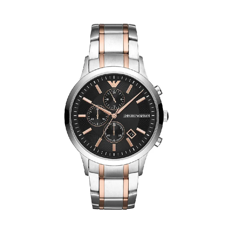 stylish men’s watches with black rubber and stainless steel bands -Emporio Armani AR11165 Men Watch