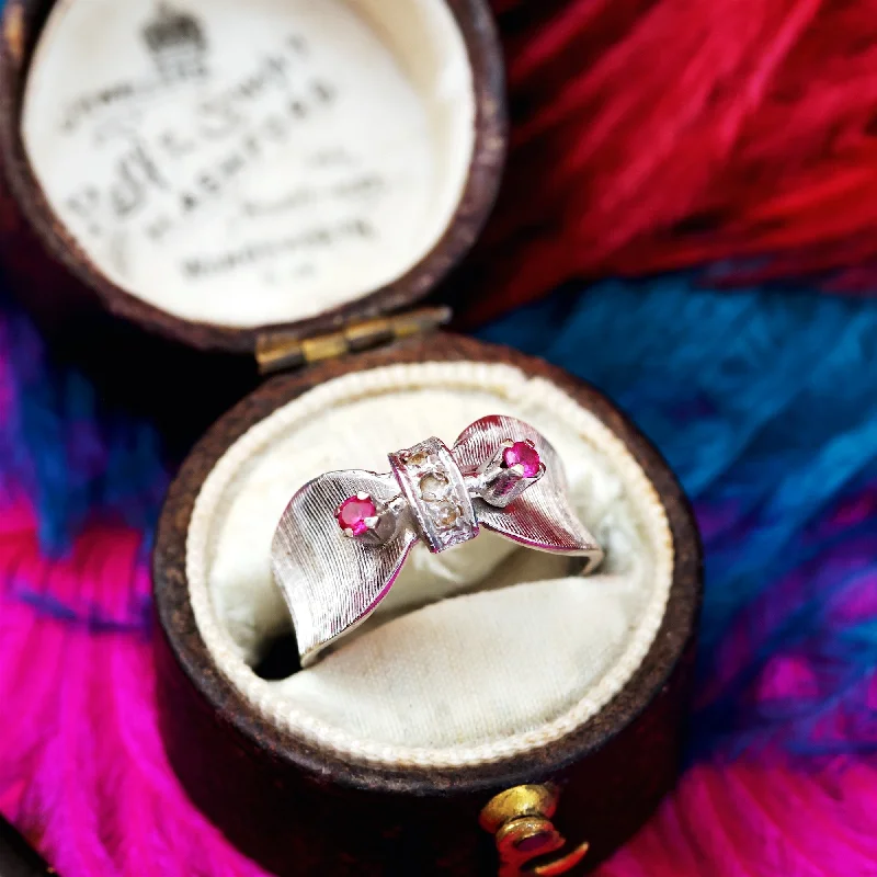 luxury wedding rings with sapphires-Exciting! Vintage 1960's Arezzo Ruby & Diamond Cocktail Ring